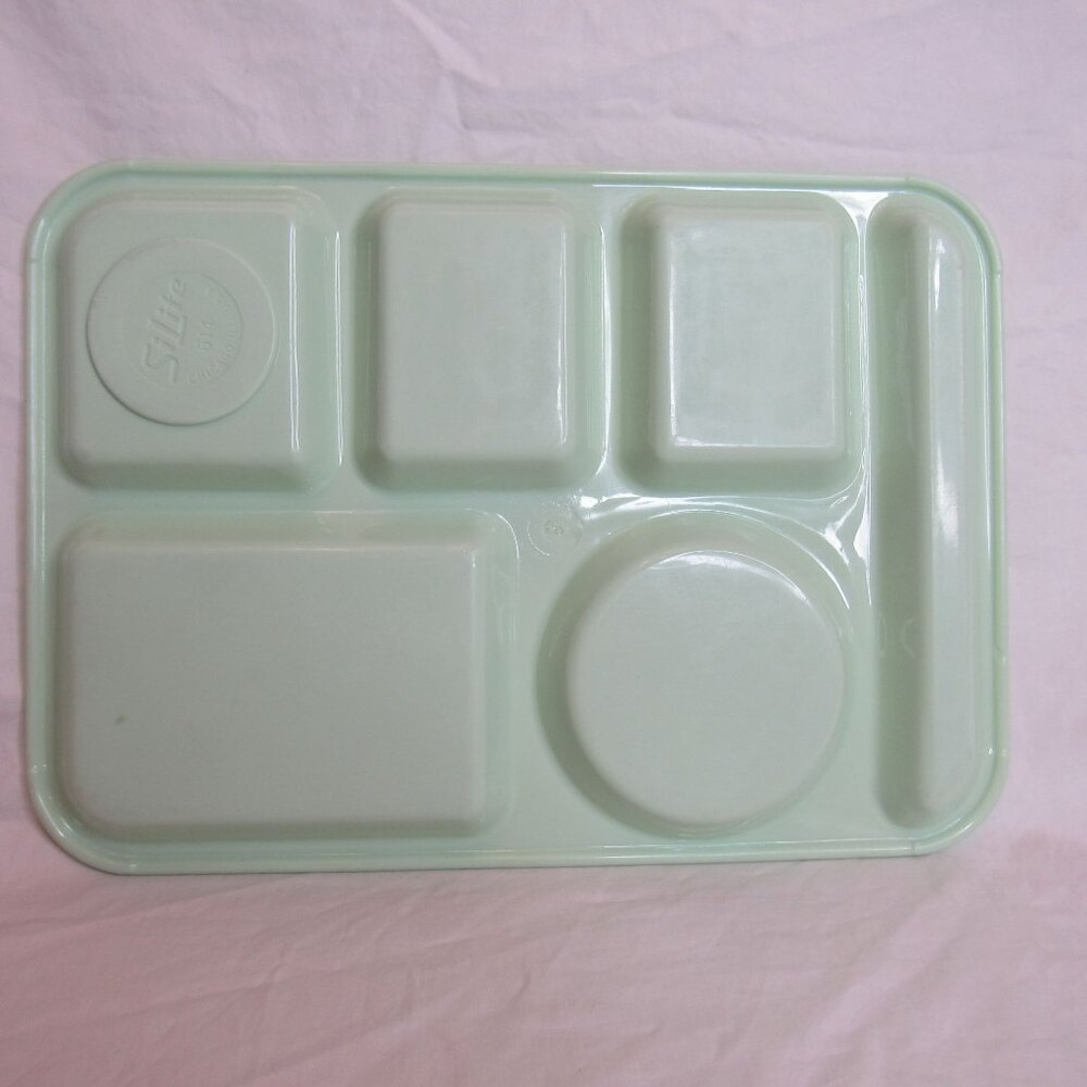 Vintage SiLite School Divided Lunch Cafeteria Tray Green Lot of 8 Trays - Picture 2 of 4